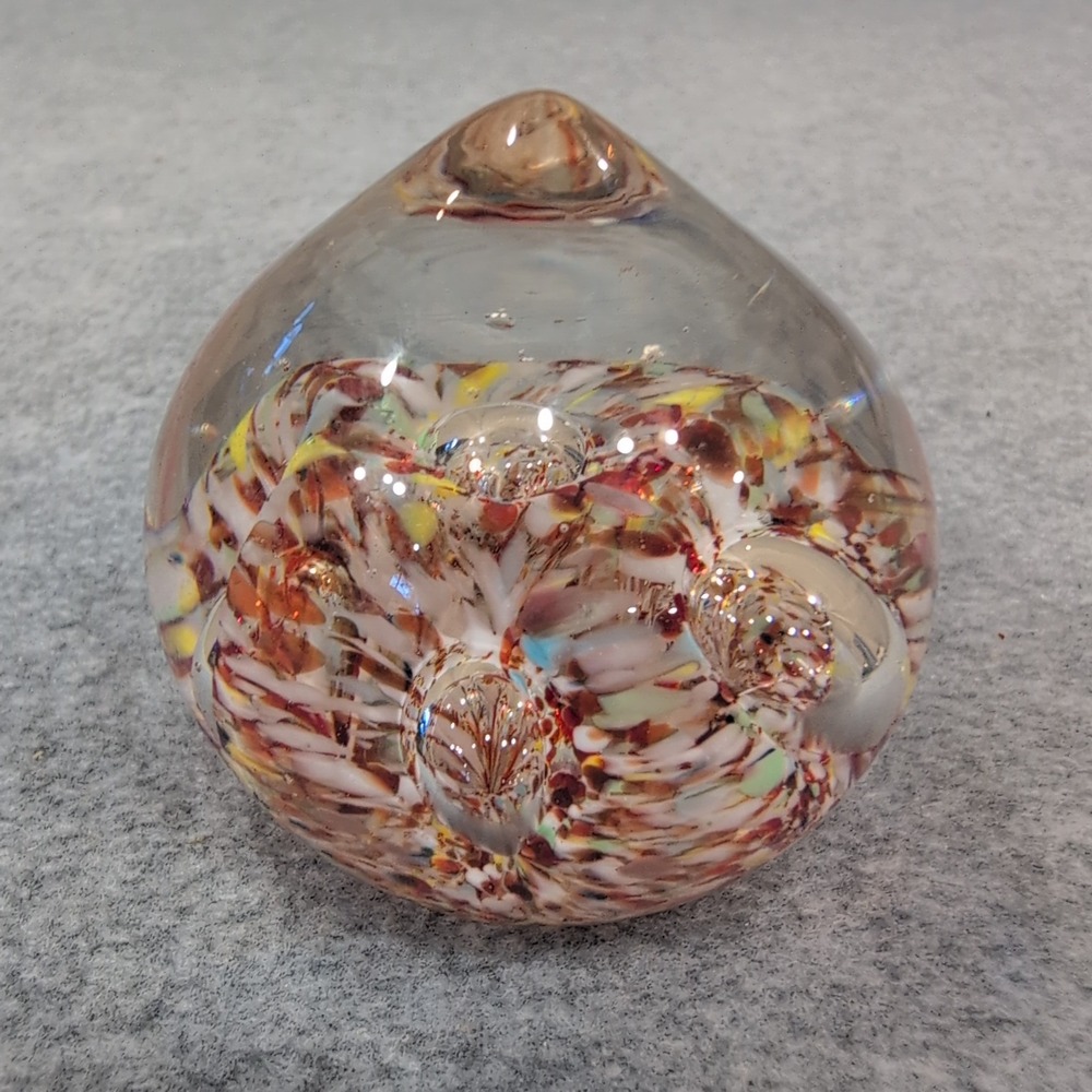 Vintage MB Daniels & Co Multicolor Swirl Glass Paperweight Bubbles Made in Japan - Picture 1 of 5